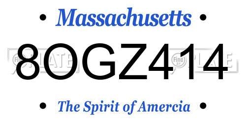 8OGZ414 Massachusetts License Plate