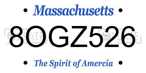 8OGZ526 Massachusetts License Plate