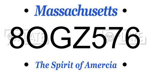 8OGZ576 Massachusetts License Plate