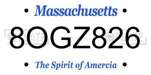 8OGZ826 Massachusetts License Plate
