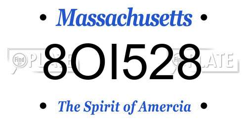 8OI528 Massachusetts License Plate