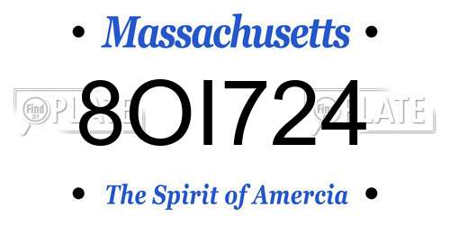 8OI724 Massachusetts License Plate