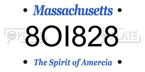 8OI828 Massachusetts License Plate