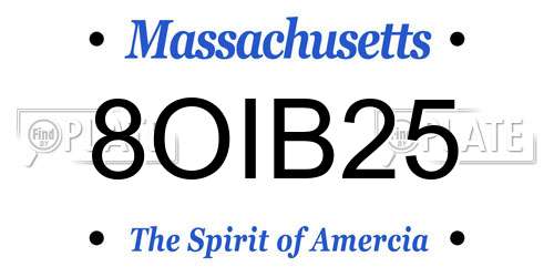8OIB25 Massachusetts License Plate