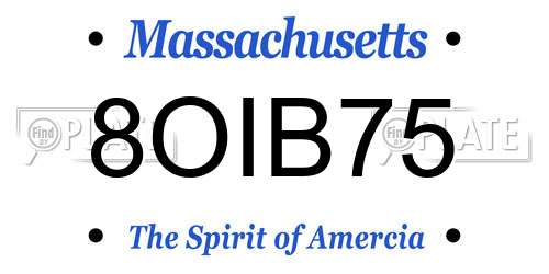 8OIB75 Massachusetts License Plate