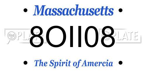8OII08 Massachusetts License Plate