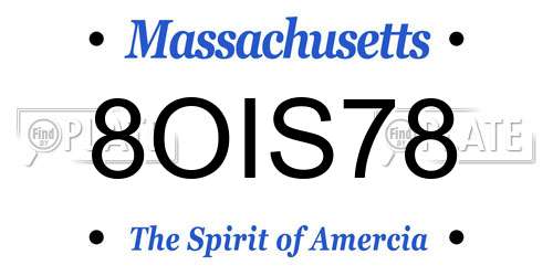 8OIS78 Massachusetts License Plate