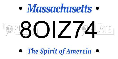 8OIZ74 Massachusetts License Plate