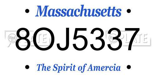 8OJ5337 Massachusetts License Plate