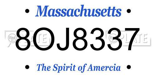 8OJ8337 Massachusetts License Plate