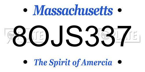 8OJS337 Massachusetts License Plate