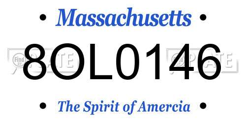 8OL0146 Massachusetts License Plate