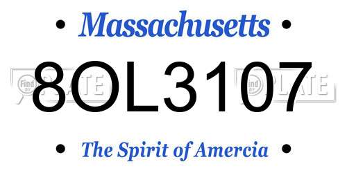 8OL3107 Massachusetts License Plate