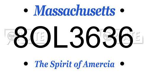 8OL3636 Massachusetts License Plate