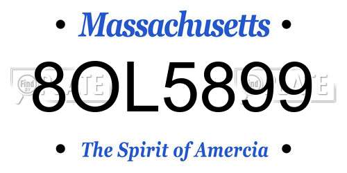 8OL5899 Massachusetts License Plate