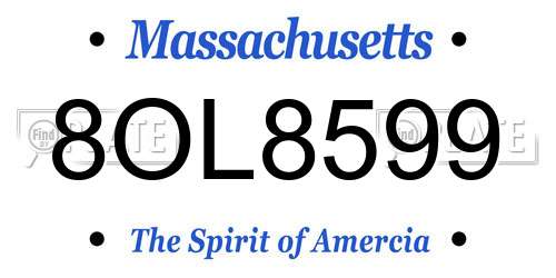 8OL8599 Massachusetts License Plate