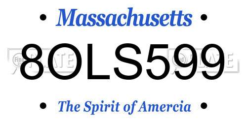 8OLS599 Massachusetts License Plate