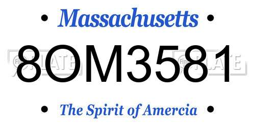 8OM3581 Massachusetts License Plate