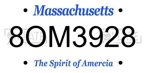 8OM3928 Massachusetts License Plate