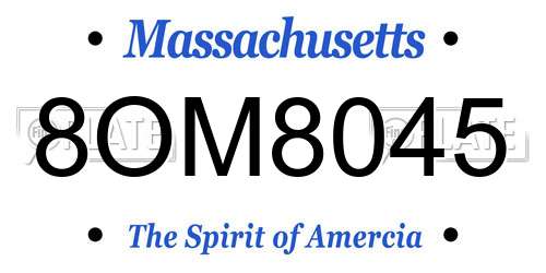8OM8045 Massachusetts License Plate