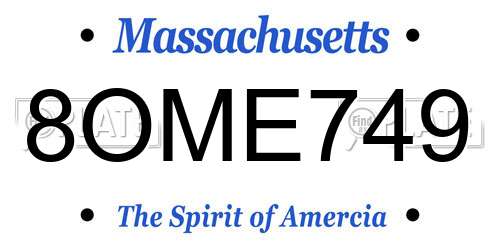 8OME749 Massachusetts License Plate