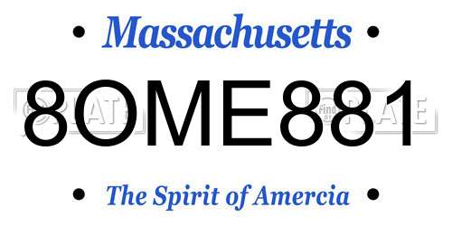 8OME881 Massachusetts License Plate