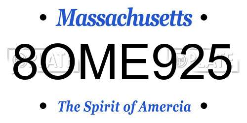 8OME925 Massachusetts License Plate