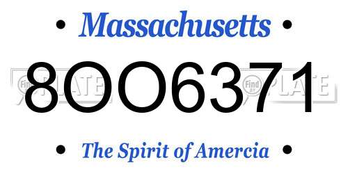 8OO6371 Massachusetts License Plate