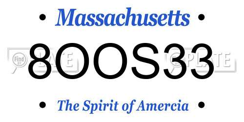 8OOS33 Massachusetts License Plate