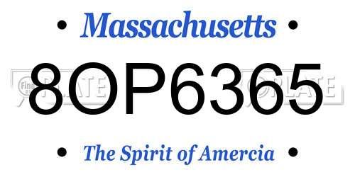 8OP6365 Massachusetts License Plate
