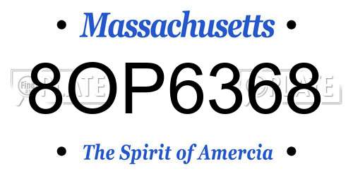 8OP6368 Massachusetts License Plate