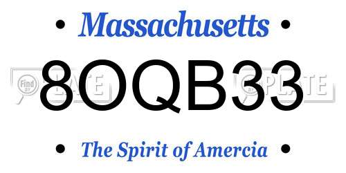 8OQB33 Massachusetts License Plate