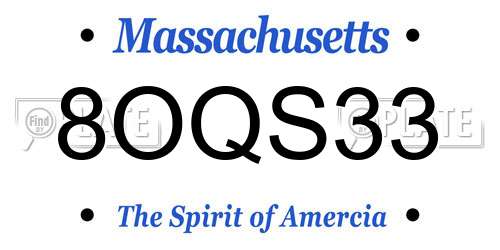8OQS33 Massachusetts License Plate