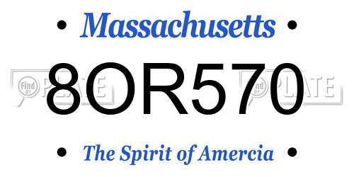 8OR570 Massachusetts License Plate