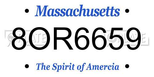 8OR6659 Massachusetts License Plate