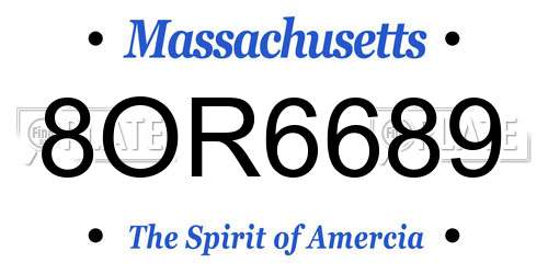 8OR6689 Massachusetts License Plate