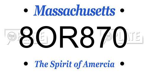 8OR870 Massachusetts License Plate