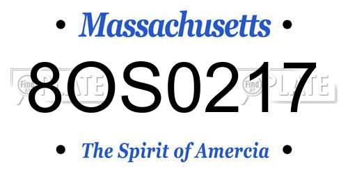 8OS0217 Massachusetts License Plate