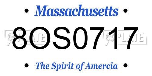 8OS0717 Massachusetts License Plate