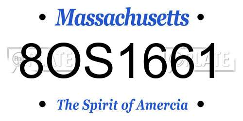 8OS1661 Massachusetts License Plate
