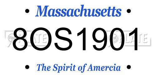8OS1901 Massachusetts License Plate