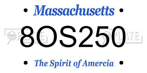8OS250 Massachusetts License Plate