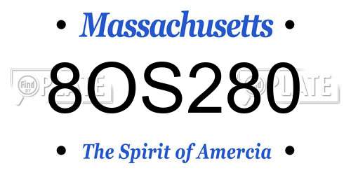 8OS280 Massachusetts License Plate
