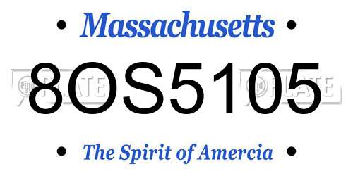 8OS5105 Massachusetts License Plate