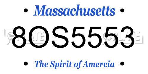8OS5553 Massachusetts License Plate
