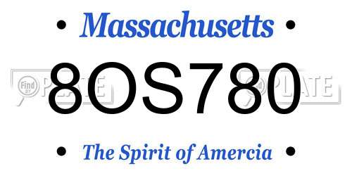 8OS780 Massachusetts License Plate