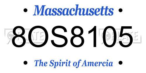 8OS8105 Massachusetts License Plate