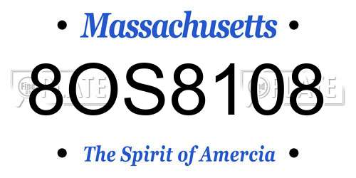 8OS8108 Massachusetts License Plate