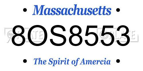 8OS8553 Massachusetts License Plate