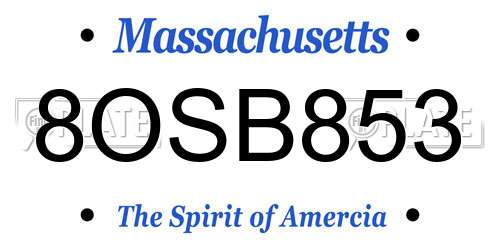 8OSB853 Massachusetts License Plate